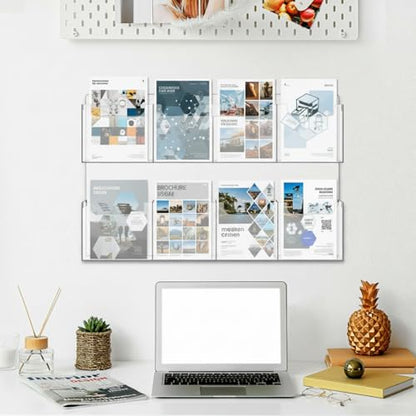 Sherr Acrylic Brochure Holder Wall Mount with Removable Dividers, Wide High Capacity Literature Display Stand for 4''x 9'', 8.5''x11'' Pamphlets, 26.7'' x 18'' for High-Traffic Lobbies Events - size: 26.7'' x 18''