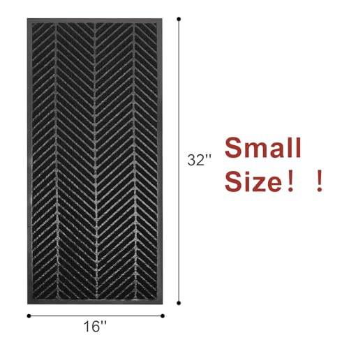 Front Door Mat Indoor Outdoor Entrance, 16"x32" Heavy Duty Doormat Entryway - color: Black, size: 1'4" x 2'8" (Rectangular)