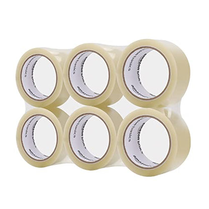 Amazon Basics Shipping Packing Tape for Moving and Sealing Boxes, Clear, 1.9 in x 60.3 yards, 1.8mil Thickness, 6 Rolls - size: 1.9 in x 60.3 yards, 1.8mil thickness
