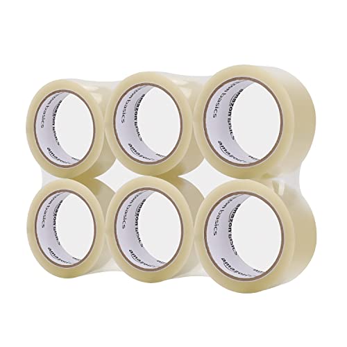 Amazon Basics Shipping Packing Tape for Moving and Sealing Boxes, Clear, 1.9 in x 60.3 yards, 1.8mil Thickness, 6 Rolls - size: 1.9 in x 60.3 yards, 1.8mil thickness