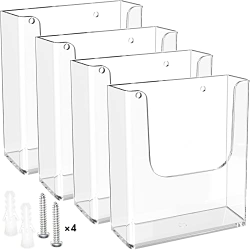 MaxGear Acrylic Brochure Holder 8.5x11 Wall Mount, 4 Pack - size: 8.5"x11"