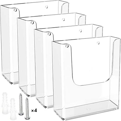 MaxGear Acrylic Brochure Holder 8.5x11 Wall Mount, 4 Pack - size: 8.5"x11"