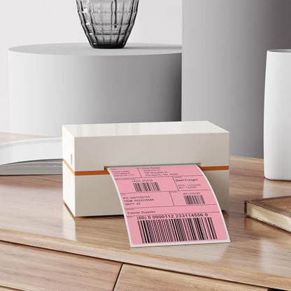 Pink Thermal Labels 4 × 6 Inch Waterproof Vinyl Stickers 250 PCS - color: Pink
