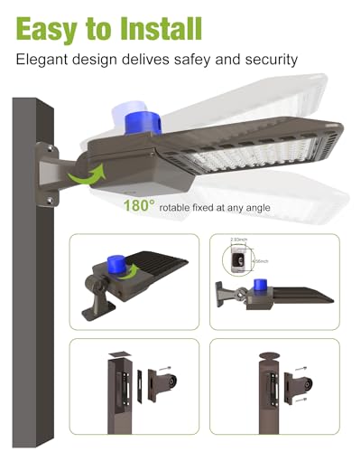 YXL LED Parking Lot Light, 200W LED Shoebox Light with Dusk to Dawn Photocell,28000LM 5000K Daylight Arm Mount, IP65 Waterproof, LED Area Light for Parking Lot Sports Stadium, 3 Pack, L2115200 - size: 200W Arm 3Pack