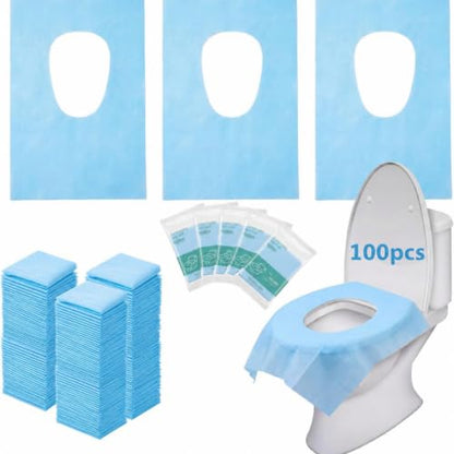 Dunzoom 100 Pack Disposable XL Toilet Seat Covers Individually Wrapped