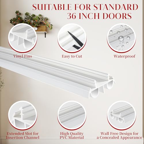 2 Pcs 36" White Double Bubble Kerf Door Sweep - color: White
