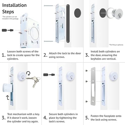 elox Swinging Narrow Stile Aluminum Door Mortise Deadbolt Lock, Swinging Deadbolt, 1-1/8" Backset, w/Aluminum & Bronze Duronodic Finish faceplate, Without Cylinder and Without Keys - color: Silver