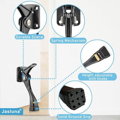 Kickdown Door Stopper for Bottom of Door, One-Touch, Black, 4 Pack - color: Black