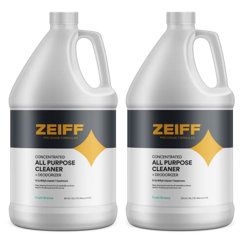 Zeiff Pro-Grade All-Purpose Cleaner & Deodorizer - Deep Cleaning & Odor Eliminating Formula For Professional & Home Surfaces - 1 Gallon Concentrate - Fresh Breeze, 2 Pack - size: 128 Fl Oz (Pack of 2)