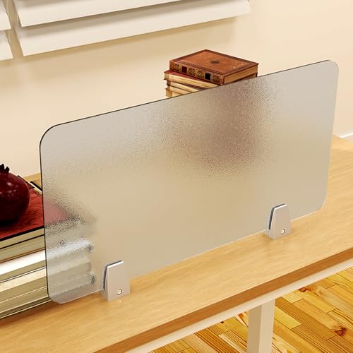4 Pcs Desk Divider Privacy Panel 23.6 x 15.8 Inch Counter Desk Acrylic Panel Holder Free Standing Privacy Shield Work Station Desk Divider Partition for Offices Schools Call Centers (Frosting)