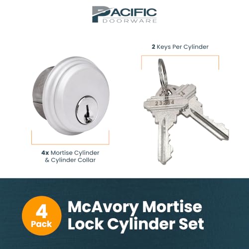 Cylinder Locks, Commercial Door Lock, Adams Rite Style, Heavy Duty, Double Cylinder, Aluminum Silver, 4 Pack, 2 Keys - color: Aluminum Silver, size: 4 Pack, style: Keyed Cylinder