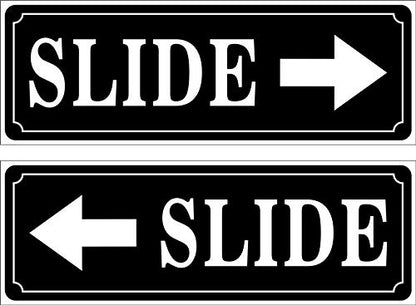 Outdoor/Indoor (2 Pack) 9" X 3" - Slide Door Caution Warning Sign Black & White Adhesive Vinyl Decal Label Sticker - for Home, Business Store, Shop, Cafe, Office, Restaurant etc.