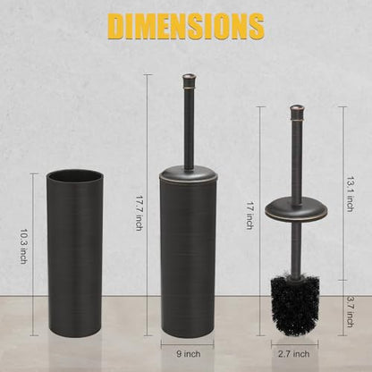 BESy Toilet Brush and Holder, Toilet Cleaner Bowl Set with Two Brush with Extra Long Handle, Durable Bristles Toilet Scrubber and Covered Holder, Drip-Proof Stainless Steel Oil Rubbed Bronze - color: Oil Rubbed Bronze