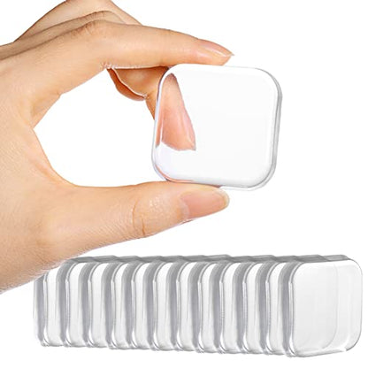 Door Stopper Wall Protector - Wall Shield Bumper Guard from Door Knobs,Sturdy Self Adhesive,Soft and Transparent,Washable Reusable Shock Absorbent Gel for Home Office (Thicken Square, 12pcs) - size: 12 pieces, style: Thicken Square