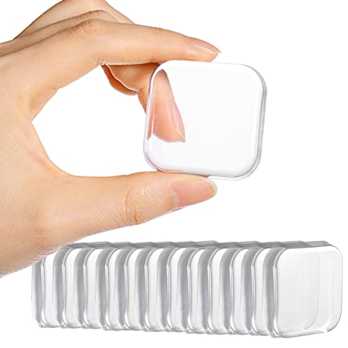 Door Stopper Wall Protector - Wall Shield Bumper Guard from Door Knobs,Sturdy Self Adhesive,Soft and Transparent,Washable Reusable Shock Absorbent Gel for Home Office (Thicken Square, 12pcs) - size: 12 pieces, style: Thicken Square