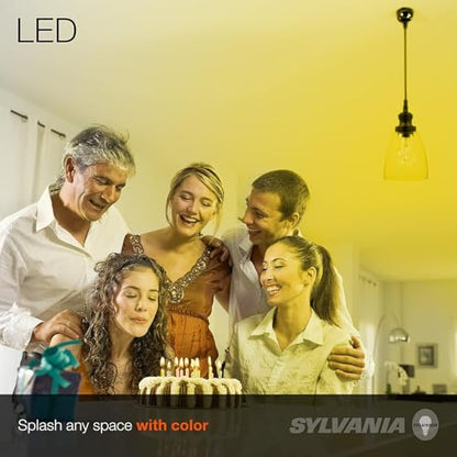 LEDVANCE Sylvania LED Yellow Glass Filament A19 Light Bulb, Dimmable, Efficient 4.5W, E26 Medium Base, 1 Pack - color: Yellow, size: 1 Count (Pack of 1)