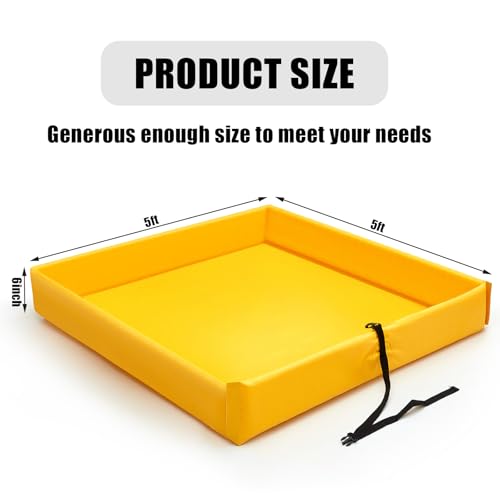 Wettarn 1 Pcs Folding Duck Pond 5’ x 5’ Portable Spill Containment, Yellow - color: Yellow, size: 5*5ft