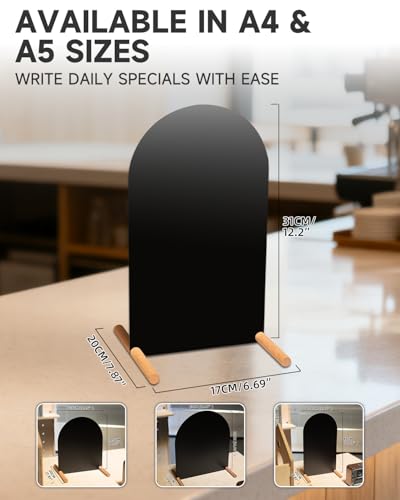 Tabletop Menu Display Stand with Writable Board and Magnetic Holders - size: A5 Vertical (12.2 × 6.7 in)