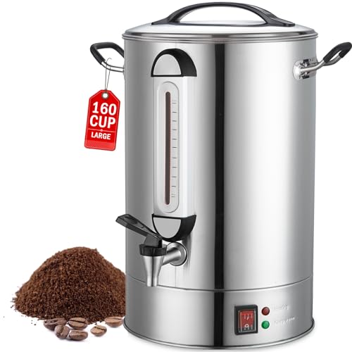 Commercial Coffee Urn 24L 160Cup Stainless Steel Quick Brew Hot Dispenser for Catering, Commercial Grade Large Capacity Coffee Maker For Meeting Rooms, Church, School, for 100+ Guests - size: 24 Liters