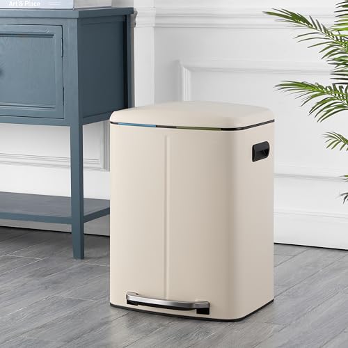 happimess Marco 10.6 Gal Double Bucket Step Trash Can, Limestone Beige - color: Limestone Beige