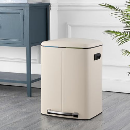 happimess Marco 10.6 Gal Double Bucket Step Trash Can, Limestone Beige - color: Limestone Beige