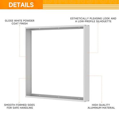 2x2FT Surface Mount Kit for LED Flat Panel Light, 3.15" Width, 2Pack - size: 2x2FT-2Pack