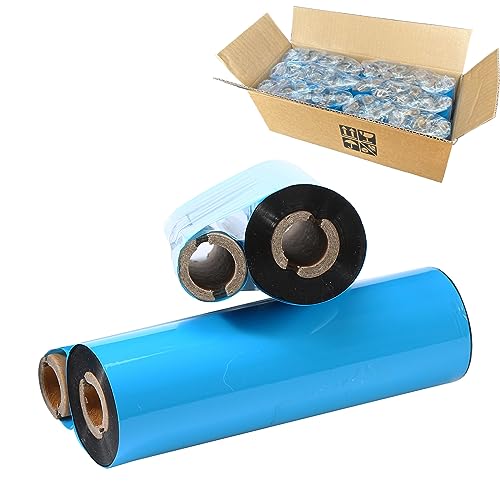 24 Rolls 4.33'' x 244' Premium Resin Enhanced Wax Ribbon, 110mm x 74m Black Thermal Transfer Ribbon, Desktop Barcode Thermal Label Printer Ribbons, 1/2'' Core, for Zebra GC, GK, GX, ZD & Eltron - size: 4.33''x244'｜24 Rolls