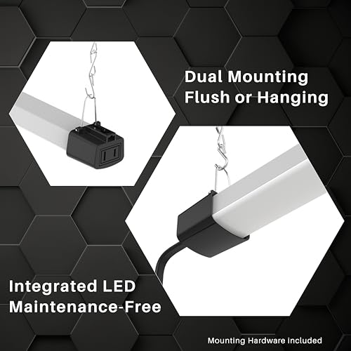 Quarterback 4FT LED Shop Light 40W Strip Work Compact Slim with Inline Switch Daylight White 5000K for Garage Workshop Basement