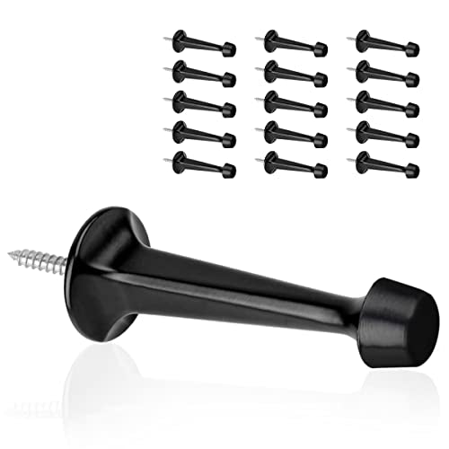 16 Pack Solid Rigid Door Stops - Heavy Duty Door Stoppers Wall Protector with Soft Rubber Tips, Black - color: Black, size: 16 Pack