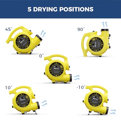 ALORAIR 3 Speed Air Mover Blower Fan 115W 600CFM Utility Floor Fan - Yellow - color: GF600A Air Mover in Yellow