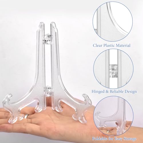 AccEncyc 25 Pack Acrylic Easel Stand 3 Inch Clear Plastic Easels Plate Holders Mini Easels Display Stand for Photos, Sports Cards, Baseball Card, Coins, Small Items