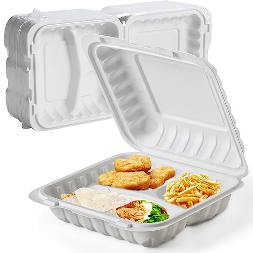 Food Containers 8" 34 oz 55 Pack - Shrink Wrapped Ready to Use - size: 8x8 inch 34 oz