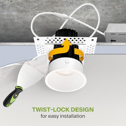 ASD 3 Inch Trimless LED Recessed Ceiling Light Fixture, Mud-in Canless Downlight with Junction Box, 5CCT Selectable 2700K-5000K, 15W 1243 Lumens, CRI90+, Anti-Glare, Dimmable, IC & Wet Rated, ETL - color: White 1 Pack, size: 3" 15 Watt