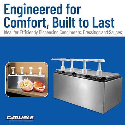 Carlisle FoodService Products Condiment Dispenser Pump – Commercial Condiment Dispenser with Removable Jars for Kitchens, Restaurants, Catering – 12.50" x 7.75" x 19.25", 4 pump, Silver