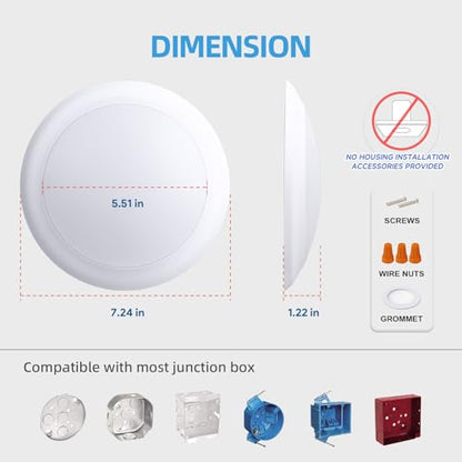 ECOELER 6 Inch LED Disk Lights, Dimmable Flush Mount Ceiling Light, 12 Pack - color: 3000K (Warm White), size: 5/6 Inch
