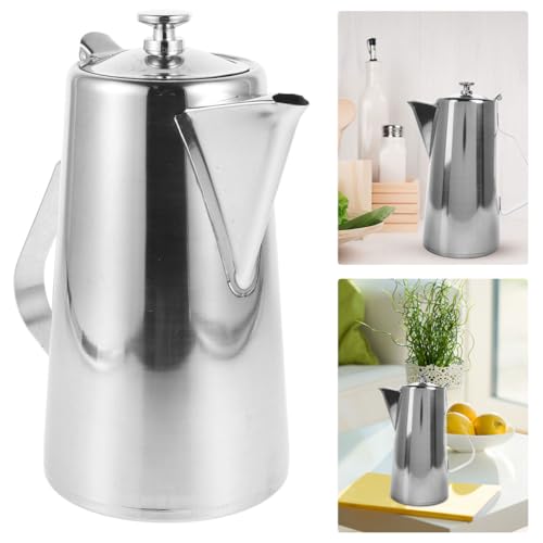 VOSAREA Stainless Steel Water Pitcher with Lid 2L Large Capacity Milk Frothing Jug with Handle for Hot Cold Water Iced Tea Metal Carafe Serving in Home Restaurant Office