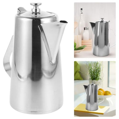 VOSAREA Stainless Steel Water Pitcher with Lid 2L Large Capacity Milk Frothing Jug with Handle for Hot Cold Water Iced Tea Metal Carafe Serving in Home Restaurant Office