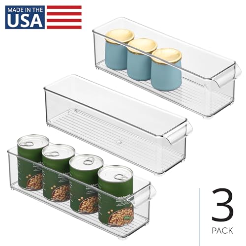 iDesign Stackable Fridge Storage Bin with Handle, Set of 3, Clear - style: Pack of 3