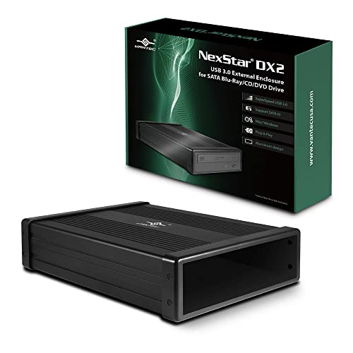 NexStar DX2 USB 3.0 External Enclosure, Design for 5.25" Blu-Ray/CD/DVD SATA Drive, 2nd Gen DX, Aluminum Alloy, fit Any Depth Optical Drive, TAA Compliant, USB Hot swappable (NST-540S3-BK)