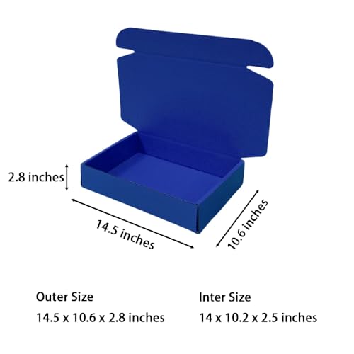 20 Pack 14.5x10.6x2.8 in Industrial Blue Shipping Boxes - color: Industrial Blue, size: 14.5x10.6x2.8 in
