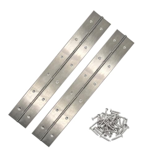 12-Inch 2-Pack Silver Heavy Duty Stainless Steel Piano Hinge, Long Hinge， - size: 12inch(Silver)2Pcs