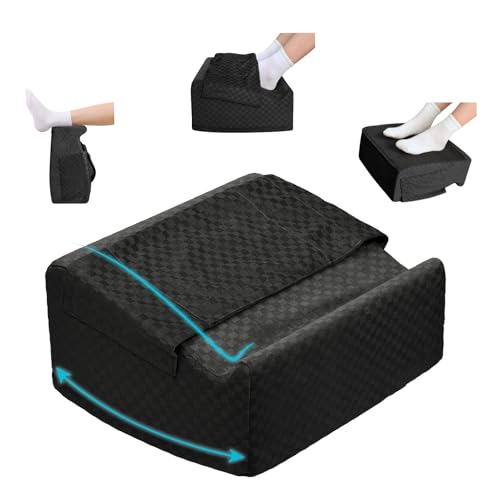 Under Desk Footrest with Rocking Base & Warming Cover, Black Check - color: Black Checkered Pattern, size: 12.6" L x 15" W x 7.3"