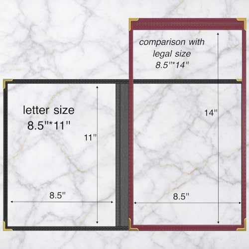 10Pcs Black PVC Clear Menu Covers 8.5x11, Bifold, 2 Page 4 View - color: black with gold corners, size: 2 Pages - 8.5" x 11"