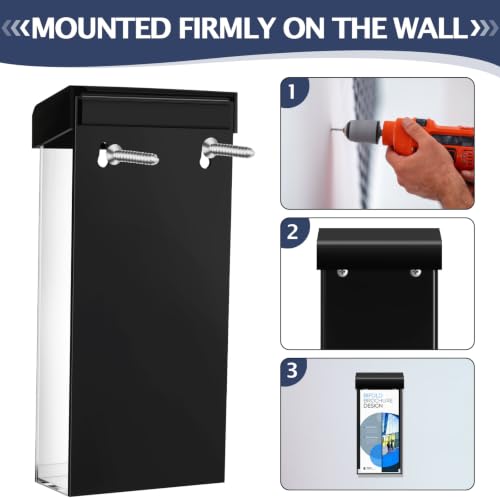 Remerry 3 Pcs 4 x 9 Inch Acrylic Outdoor Brochure Holder with Lids, Black - color: Black