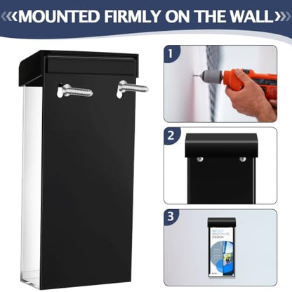 Remerry 3 Pcs 4 x 9 Inch Acrylic Outdoor Brochure Holder with Lids, Black - color: Black
