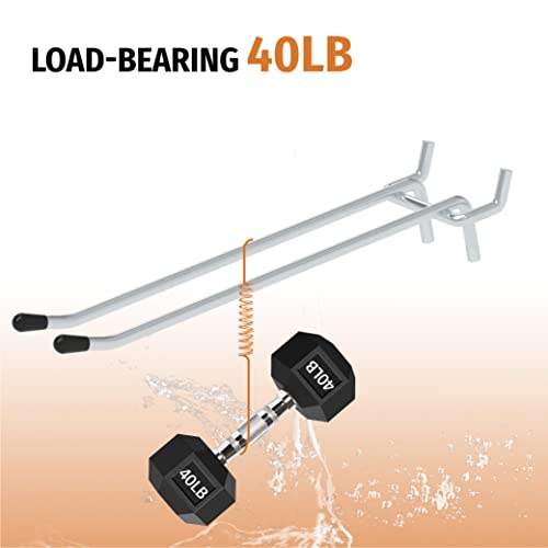 HUHOLE 10 Pack 4 Inch Double Arm Pegboard Hooks for 1/4" Peg Board - color: Silver, size: 4 Inch