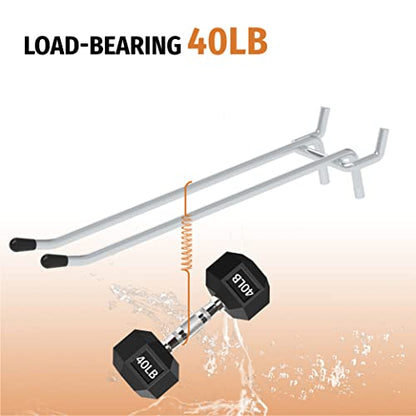 HUHOLE 10 Pack 4 Inch Double Arm Pegboard Hooks for 1/4" Peg Board - color: Silver, size: 4 Inch
