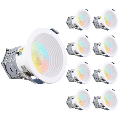 TORCHSTAR 8-Pack 5CCT 3 Inch LED Recessed Light Canless, White - color: White-5CCT, size: 3 Inch