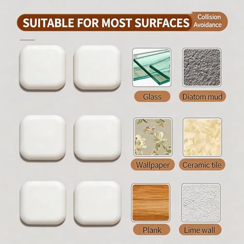Door Stoppers for Wall, Silicone Door Knob Wall Protector, Square White - size: 6pcs, Square, White