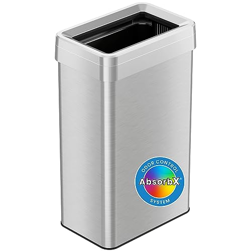 iTouchless 18 Gallon Open Top Trash Can/Recycle Bin | Dual Odor Filters - color: Silver, 18 Gal